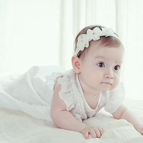 

Girls' Headbands For New Baby Festival Flower Fabric Blushing Pink White 1pc