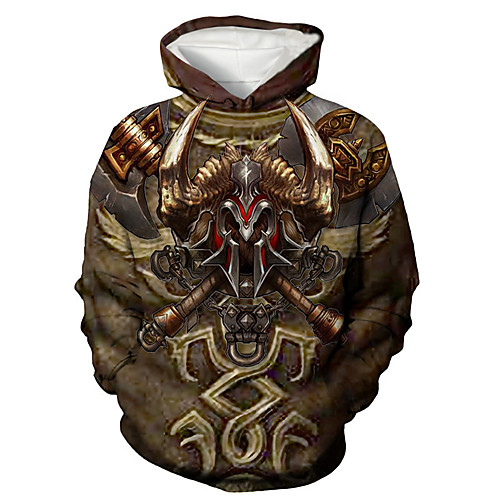 

Men's Pullover Hoodie Sweatshirt Cartoon 3D Print Hooded Daily Holiday 3D Print 3D Print Hoodies Sweatshirts Long Sleeve Brown