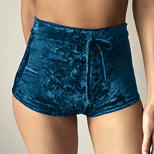 

Women's Simple Casual / Sporty Comfort Slim Casual Daily Shorts Pajamas Pants Plain Short Drawstring Blue Brown Dark Blue