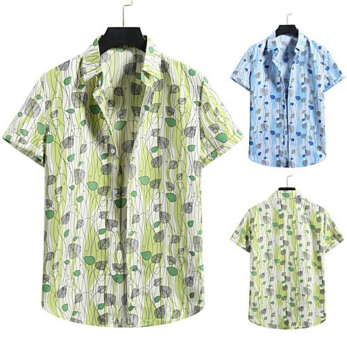 

Men's Shirt 3D Print Graphic Prints Print Short Sleeve Vacation Tops Blue Green
