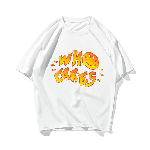 

Men's Unisex T shirt Hot Stamping Letter Plus Size Print Short Sleeve Daily Tops 100% Cotton Basic Casual White Black Orange