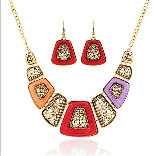 

Women's Synthetic Ruby Jewelry Set Classic Flower Fashion Earrings Jewelry Gold For Anniversary Party Evening Gift Festival 1 set