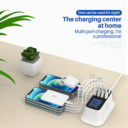 

WINHOW New Fashion USB Charger with 8 Ports Led Display Fast Charging Mobile Phone Charger for iPhone Xiaomi Samsung Wall Adapter