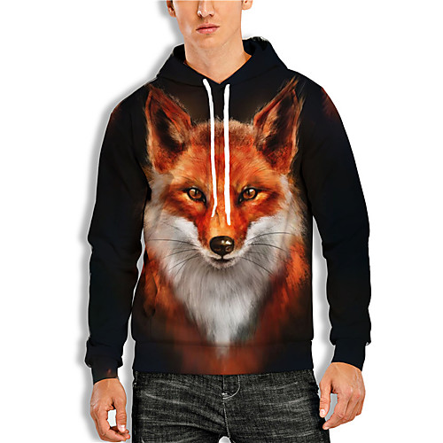 

Men's Pullover Hoodie Sweatshirt Graphic Prints Animal Print Hooded Daily Holiday 3D Print 3D Print Hoodies Sweatshirts Long Sleeve Black