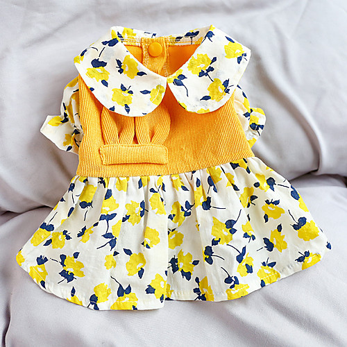 

Dog Cat Dress Flower Elegant Adorable Cute Dailywear Casual / Daily Dog Clothes Puppy Clothes Dog Outfits Breathable Yellow Costume for Girl and Boy Dog Polyester XS S M L XL