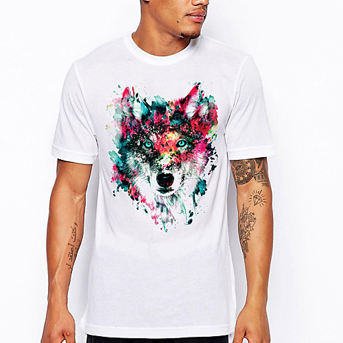 

Men's Unisex T shirt Shirt Hot Stamping Wolf Animal Plus Size Print Short Sleeve Daily Tops 100% Cotton Basic Casual Round Neck White / Summer
