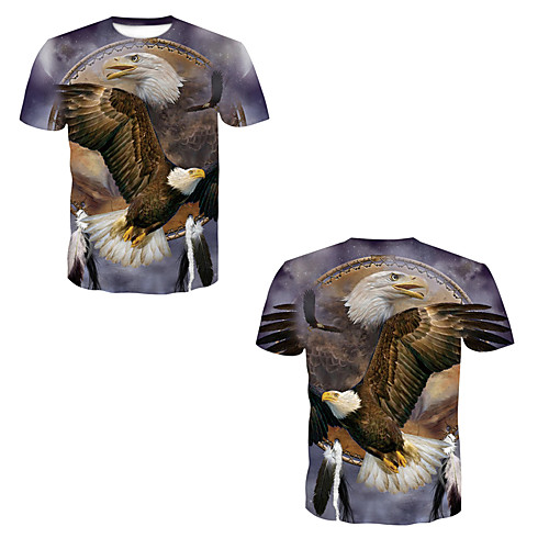 

Men's T shirt 3D Print 3D Rivet Mesh Short Sleeve Casual Tops Purple