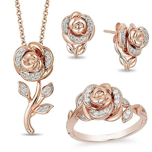 

Women's Jewelry Set Bridal Jewelry Sets 3D Flower Fashion Rhinestone Gold Plated Earrings Jewelry Rose Gold For Christmas Wedding Halloween Party Evening Gift 1 set