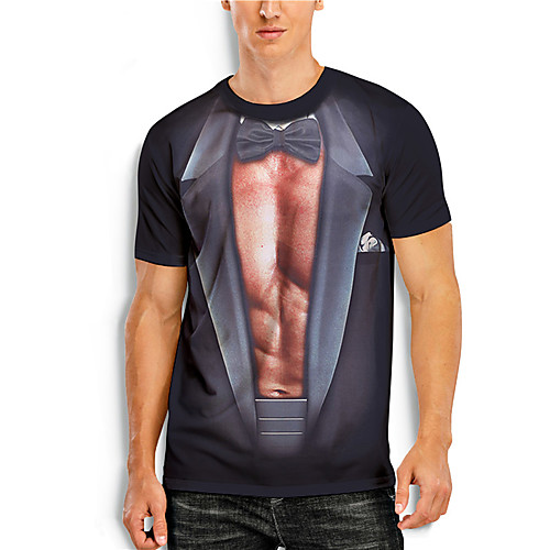 

Men's T shirt 3D Print Cartoon 3D 3D Print Short Sleeve Daily Tops Casual Fashion Black