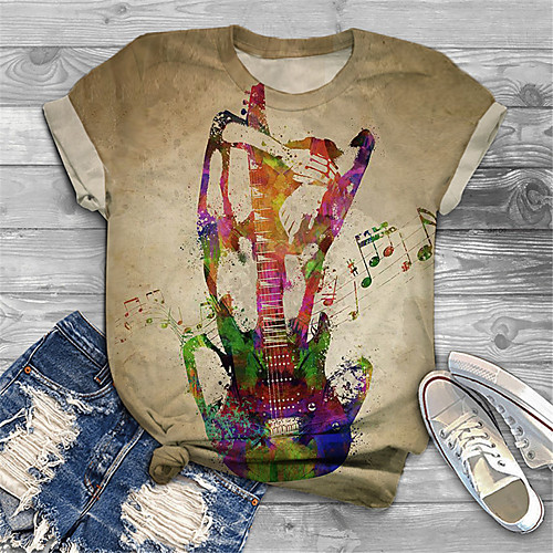 

Women's Plus Size Tops T shirt Graphic Letter Print Short Sleeve Round Neck Big Size / Holiday