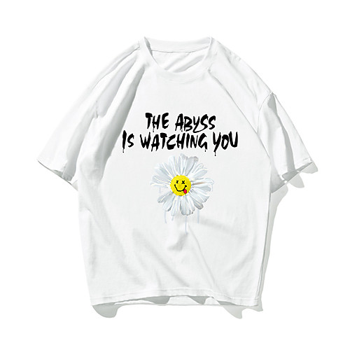 

Men's Unisex T shirt Hot Stamping Daisy Letter Plus Size Print Short Sleeve Daily Tops 100% Cotton Basic Casual White Black Orange