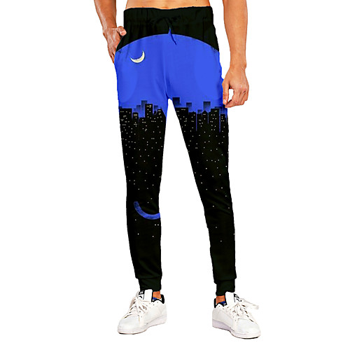 

Men's Sporty Casual / Sporty Breathable Quick Dry Sports Casual Holiday Pants Sweatpants Pants 3D Graphic Prints Full Length Print Black
