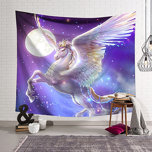 

Wall Tapestry Art Decor Blanket Curtain Hanging Home Bedroom Living Room Decoration Polyester White Horse Wings