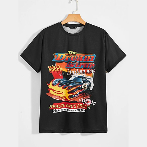 

Men's Unisex T shirt Hot Stamping Car Plus Size Print Short Sleeve Casual Tops 100% Cotton Casual Fashion Black
