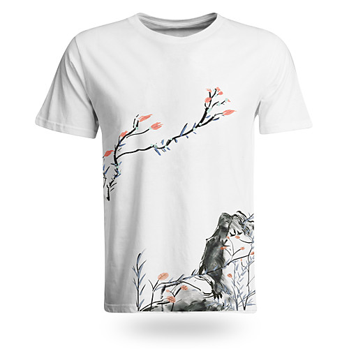 

Men's T shirt 3D Print Graphic Scenery Graphic Prints 3D Print Short Sleeve Daily Tops Chinese Style Casual Round Neck Black / White / Summer