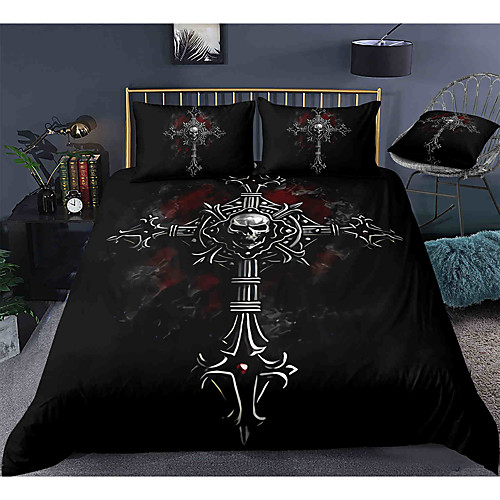 

3D Printing Home Bedding Duvet Cover Sets Soft Microfiber For Kids Teens Adults Bedroom Skull 1 Duvet Cover 1/2 Pillowcase Shams