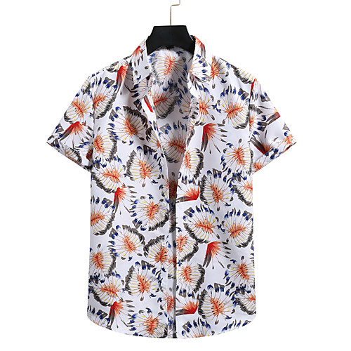 

Men's Shirt 3D Print Graphic Prints Print Short Sleeve Vacation Tops White