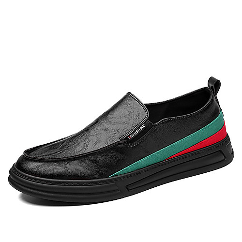 

Men's Loafers & Slip-Ons Comfort Loafers Casual Daily Walking Shoes PU Breathable Non-slipping Wear Proof Black Color Block Fall Spring
