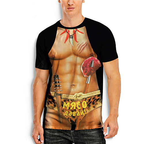 

Men's T shirt 3D Print Cartoon 3D 3D Print Short Sleeve Daily Tops Casual Fashion Black