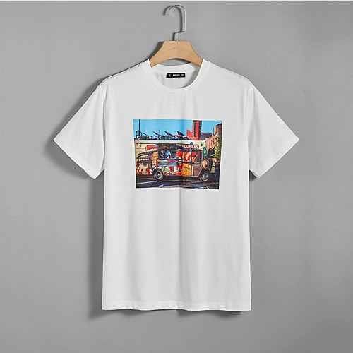 

Men's Unisex T shirt Hot Stamping Car Plus Size Print Short Sleeve Casual Tops 100% Cotton Casual Fashion White Black Orange