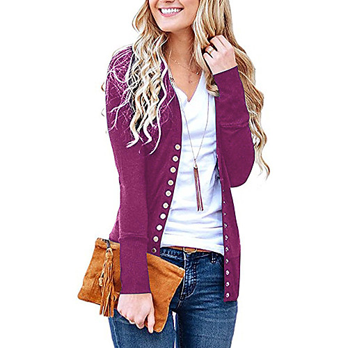 

Women's Stylish Knitted Solid Color Cardigan Cotton Long Sleeve Sweater Cardigans Open Front Fall Winter White Black Blue