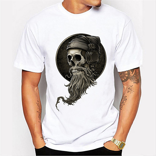 

Men's Unisex T shirt Shirt Hot Stamping Skull Plus Size Print Short Sleeve Daily Tops 100% Cotton Basic Casual Round Neck White / Summer