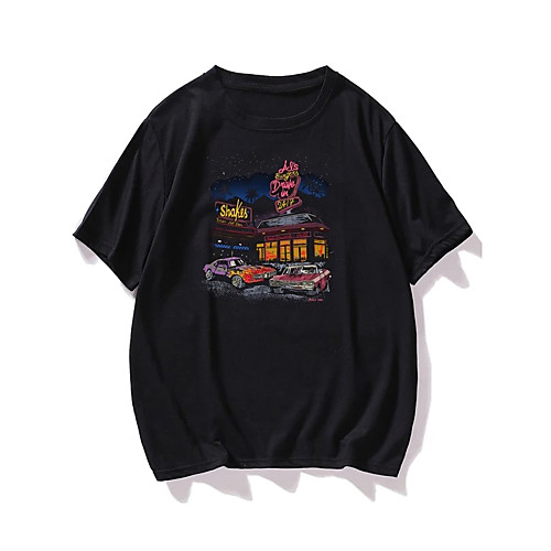 

Men's Unisex T shirt Shirt Hot Stamping Car Plus Size Print Short Sleeve Casual Tops 100% Cotton Casual Fashion Round Neck Black / Summer