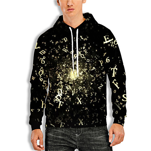 

Men's Pullover Hoodie Sweatshirt Graphic Prints Letter Print Hooded Daily Holiday 3D Print 3D Print Hoodies Sweatshirts Long Sleeve Black