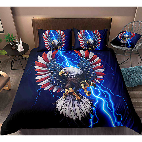 

Eagle Print 3-Piece Duvet Cover Set Hotel Bedding Sets Comforter Cover with Soft Lightweight Microfiber, Include 1 Duvet Cover, 2 Pillowcases for Double/Queen/King(1 Pillowcase for Twin/Single)