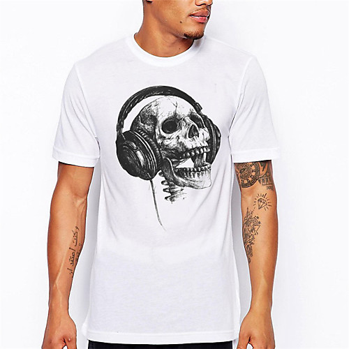 

Men's Unisex Tees T shirt Hot Stamping Skull Plus Size Print Short Sleeve Daily Tops 100% Cotton Basic Casual Big and Tall Sillver Gray Dark Grey White / Black