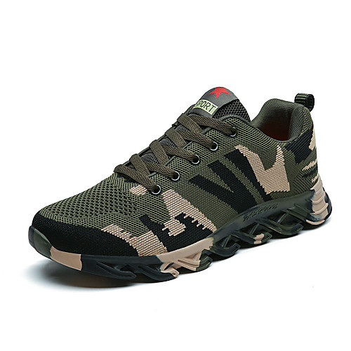 

Unisex Trainers Athletic Shoes Sporty Casual Athletic Outdoor Running Shoes Walking Shoes Tissage Volant Breathable Non-slipping Wear Proof Army Green Camouflage Fall Spring