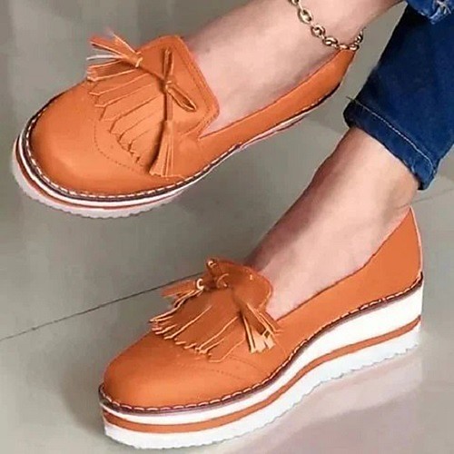 

Women's Loafers & Slip-Ons Tassel Loafers Tassel Shoes Wedge Heel Round Toe Vintage Daily PU Summer Red Black Blue