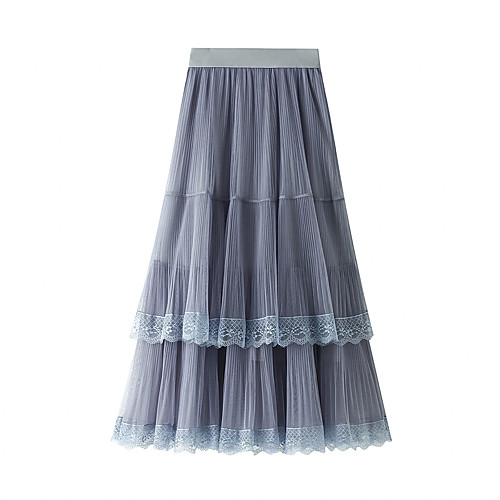 

Women's Ceremony Date Elegant Sophisticated Skirts Solid Colored Layered Patchwork White Black Blushing Pink