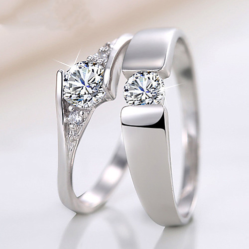 

Couple Rings Synthetic Diamond Solitaire Silver S925 Sterling Silver Love Precious Elegant Fashion 1 Pair Adjustable / Couple's / Adjustable Ring