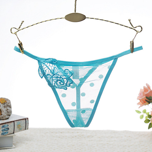 

Women's Normal Lace / Hole G-strings & Thongs Panties Micro-elastic Low Waist 1 PC Light Blue One-Size