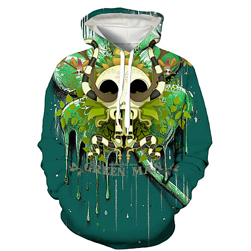

Men's Pullover Hoodie Sweatshirt Graphic Prints Skull Saint Patrick Day Print Hooded Daily Holiday 3D Print 3D Print Hoodies Sweatshirts Long Sleeve Green