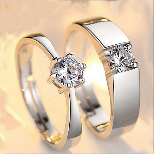 

Couple Rings Synthetic Diamond Solitaire Silver S925 Sterling Silver Love Precious Artistic Elegant Fashion 1 Pair Adjustable / Couple's / Adjustable Ring