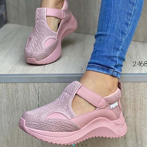 

Women's Trainers Athletic Shoes Wedge Heel Round Toe Casual Daily PU Solid Colored White Black Red