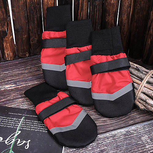 

durable dog boots water resistant booties for snow ice mud wood floor (petite (xxs), red (set of 4 durable boots))
