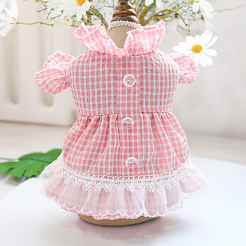 

Dog Cat Dress Plaid Lace Elegant Adorable Cute Dailywear Casual / Daily Dog Clothes Puppy Clothes Dog Outfits Breathable Pink Costume for Girl and Boy Dog Polyester XS S M L XL