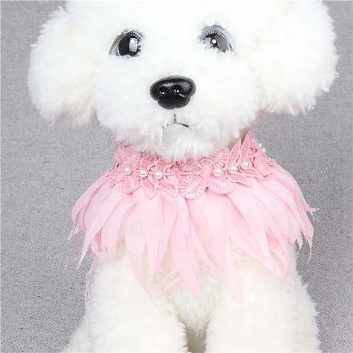 

Cat Dog Collar Breathable Adjustable / Retractable Hands free Safety Solid Colored Lace White Pink