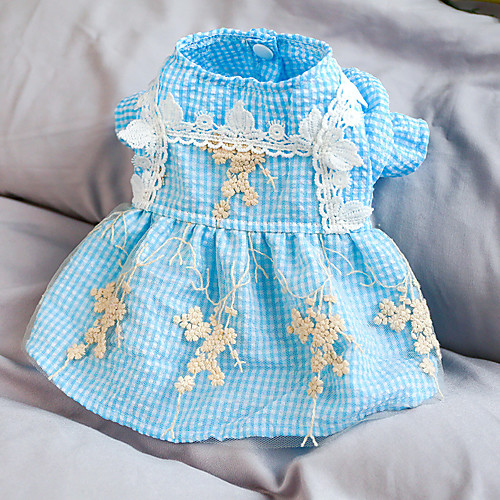 

Dog Cat Dress Lace Elegant Adorable Cute Dailywear Casual / Daily Dog Clothes Puppy Clothes Dog Outfits Breathable Blue Costume for Girl and Boy Dog Polyester XS S M L XL