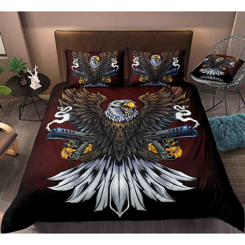 

Eagle Print 3-Piece Duvet Cover Set Hotel Bedding Sets Comforter Cover with Soft Lightweight Microfiber, Include 1 Duvet Cover, 2 Pillowcases for Double/Queen/King(1 Pillowcase for Twin/Single)