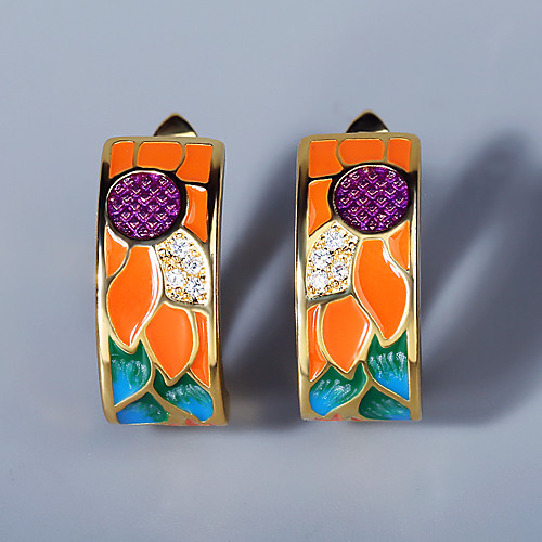 

Women's AAA Cubic Zirconia Earrings Fancy Petal Elegant Vintage European Earrings Jewelry Gold For Anniversary Birthday Festival 1 Pair