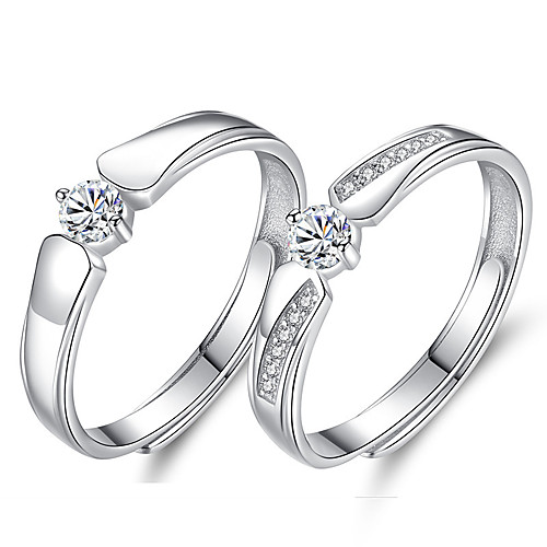 

Couple Rings Synthetic Diamond Solitaire Silver S925 Sterling Silver Love Precious Elegant Fashion 1 Pair Adjustable / Couple's / Adjustable Ring / Band Ring