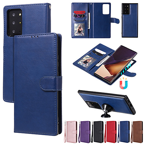 

Phone Case For Samsung Galaxy Full Body Case Leather Wallet Card S20 S20 Plus S20 ultra Note 20 Ultra Galaxy A91 / M80S A51 S10 S10 S10 Lite A70 Wallet Card Holder Shockproof Solid Color PU Leather