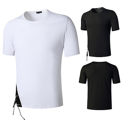 

Men's T shirt non-printing Color Block Plus Size Short Sleeve Daily Tops White Black