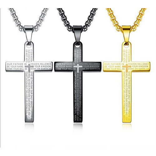 

Men's Pendant Necklace Cross Modern Titanium Steel Silver Gold Black 55 cm Necklace Jewelry 1pc For Anniversary Street Birthday Party Festival