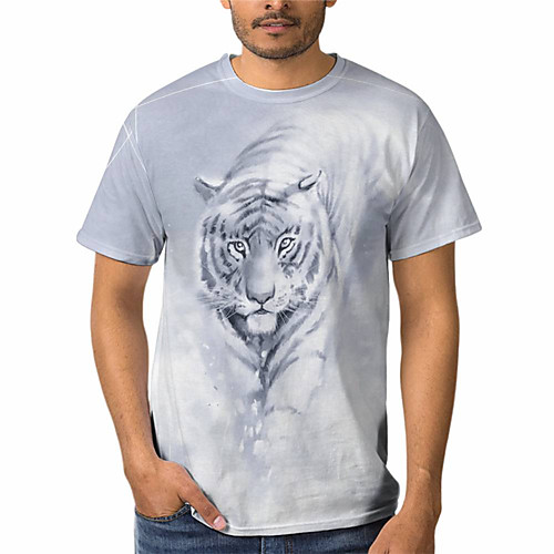 

Men's T shirt 3D Print Graphic Animal 3D Print Short Sleeve Daily Tops Personalized Basic Casual Lion Round Neck White / Summer