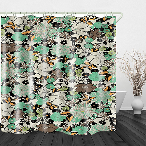 

A Hundred Flowers Bloom Print Waterproof Fabric Shower Curtain for Bathroom Home Decor Covered Bathtub Curtains Liner Includes with Hooks 72 Inch